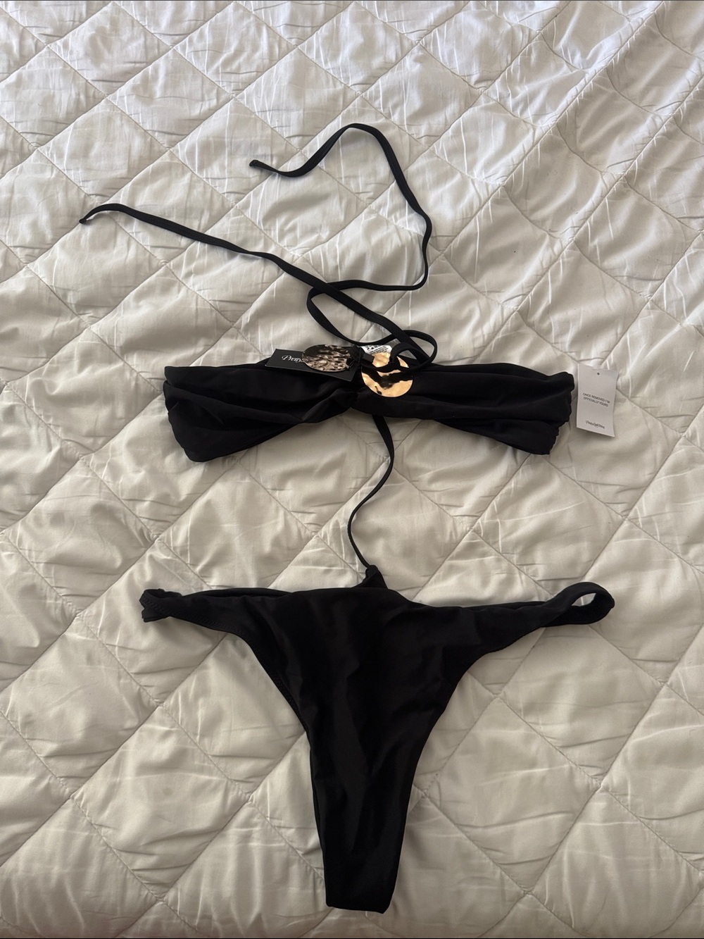 Women’s Disc Trim Bandeau Cut Out Swimsuit